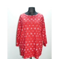 Bluzka w luźnym stylu oversize - czerwona w śnieżynki